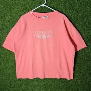 VTG Time Square Sportswear‎ Leavenworth Graphic Quilted Texture Coral XL T-Shirt